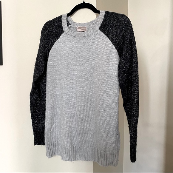 Gray and Black Colorblock Sweater - Picture 1 of 4
